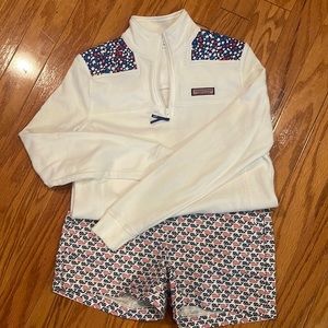 Adorable American flag whale print shorts outfit from Vineyard Vines